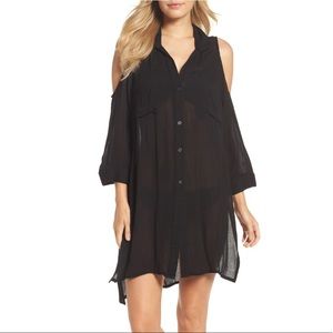 Black Elan Cold-Shoulder Swim Cover-up and…